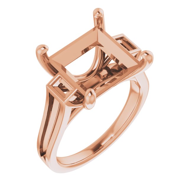 Baguette Accented Engagement Ring