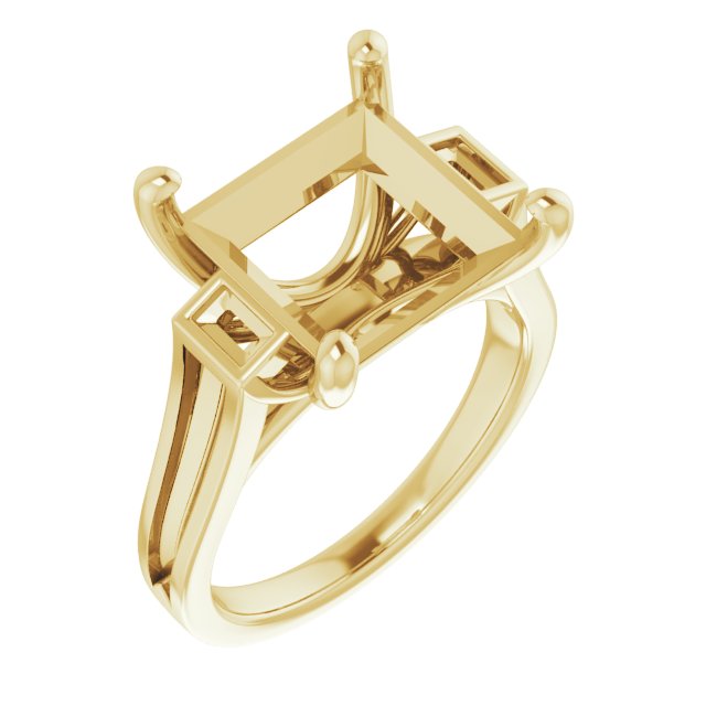 Baguette Accented Engagement Ring