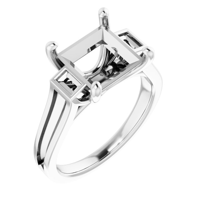 Baguette Accented Engagement Ring