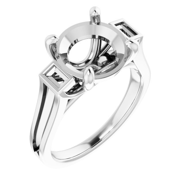 Baguette Accented Engagement Ring