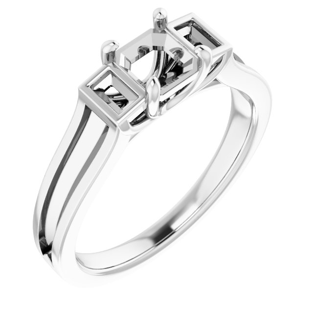 Baguette Accented Engagement Ring
