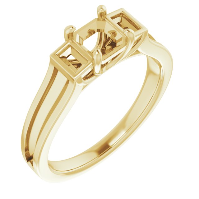 Baguette Accented Engagement Ring
