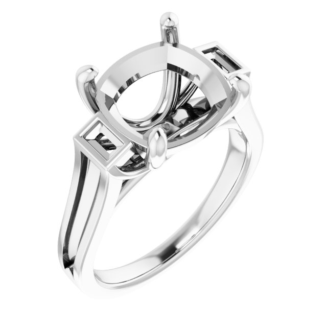 Baguette Accented Engagement Ring