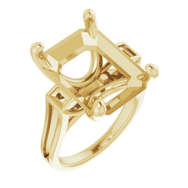 Baguette Accented Engagement Ring