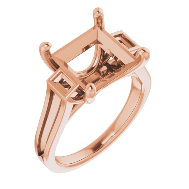 Baguette Accented Engagement Ring
