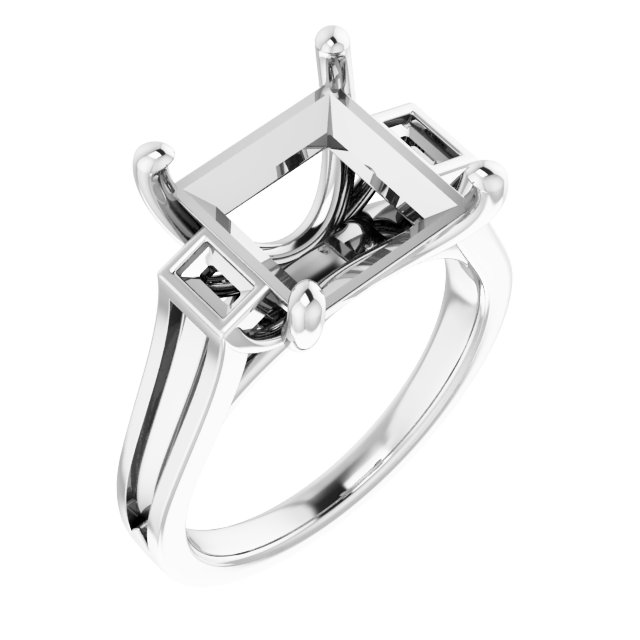 Baguette Accented Engagement Ring