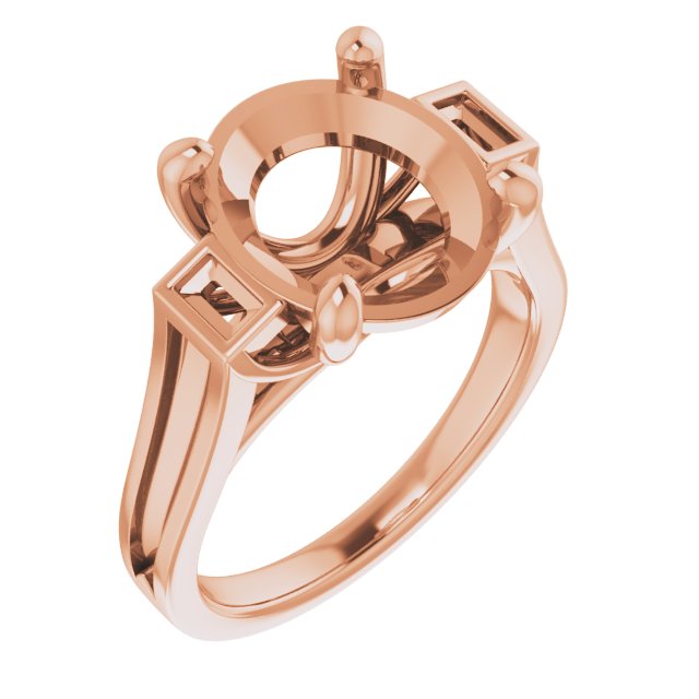 Baguette Accented Engagement Ring