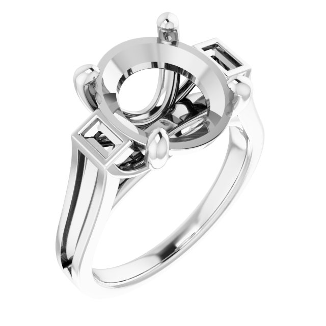 Baguette Accented Engagement Ring