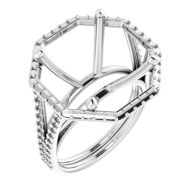 Halo-Style Double-Row Engagement Ring