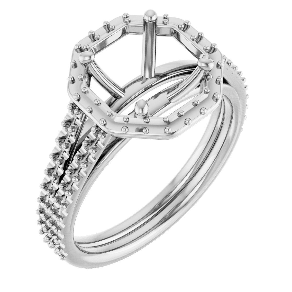 Halo-Style Double-Row Engagement Ring