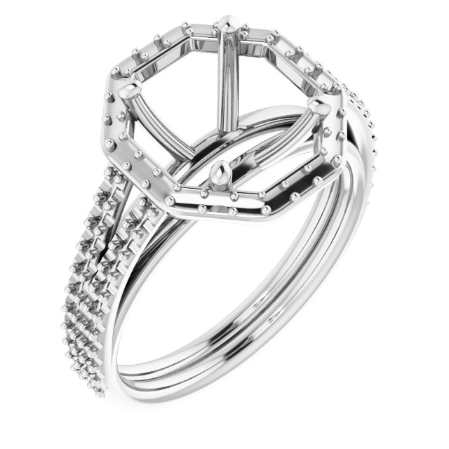 Halo-Style Double-Row Engagement Ring