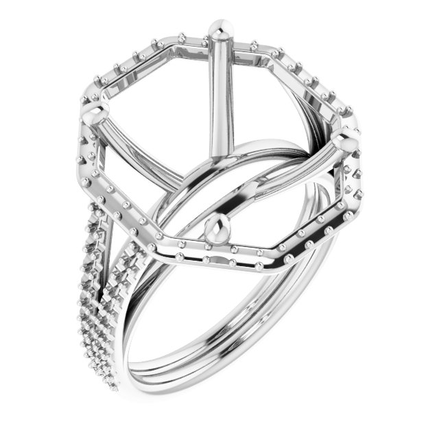 Halo-Style Double-Row Engagement Ring