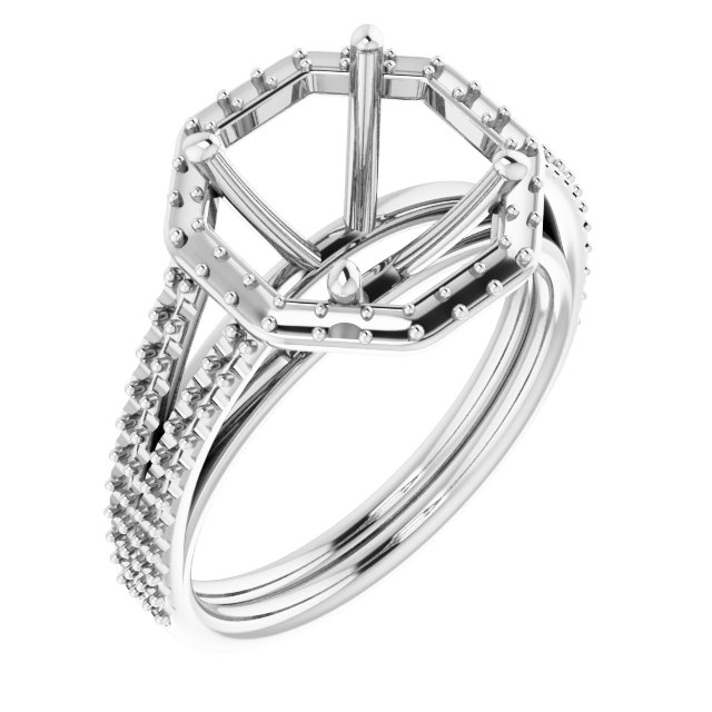 Halo-Style Double-Row Engagement Ring
