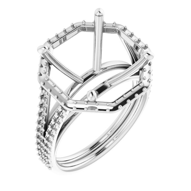 Halo-Style Double-Row Engagement Ring
