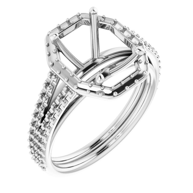 Halo-Style Double-Row Engagement Ring