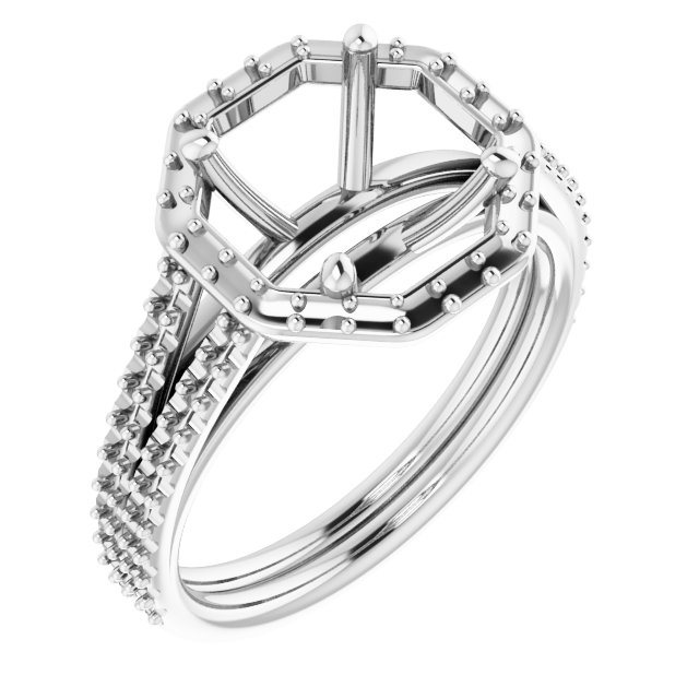 Halo-Style Double-Row Engagement Ring
