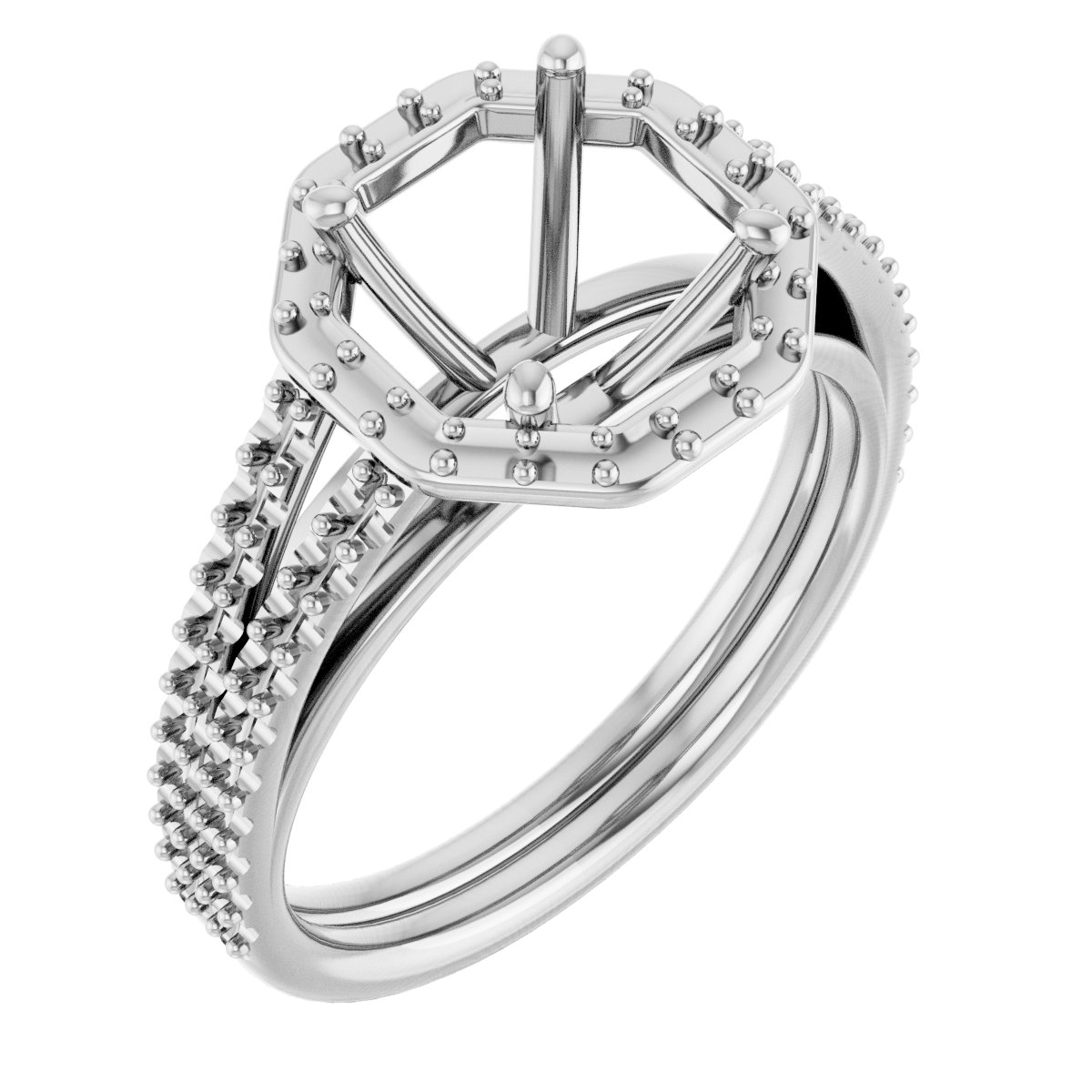 Halo-Style Double-Row Engagement Ring