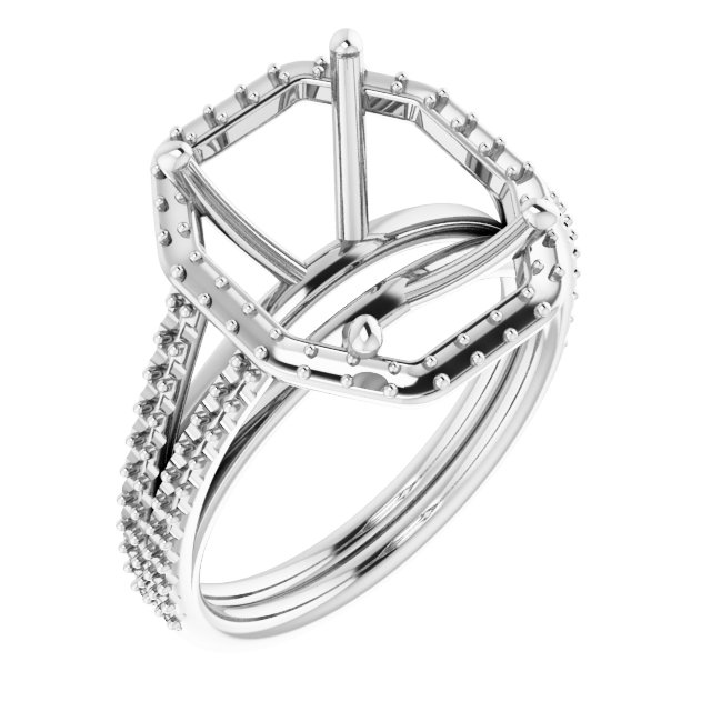 Halo-Style Double-Row Engagement Ring