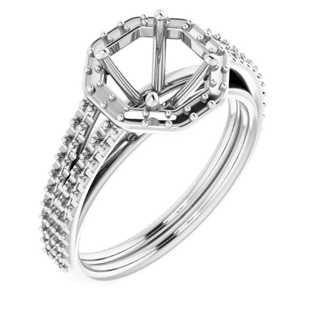 Halo-Style Double-Row Engagement Ring