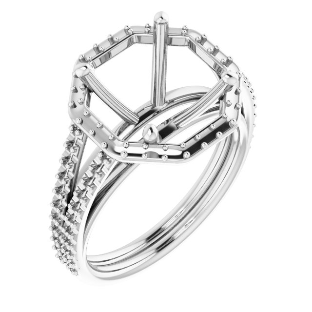 Halo-Style Double-Row Engagement Ring