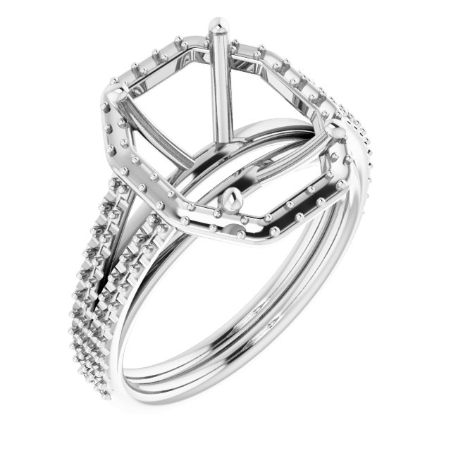 Halo-Style Double-Row Engagement Ring