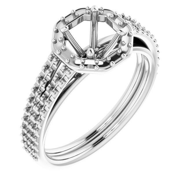Halo-Style Double-Row Engagement Ring