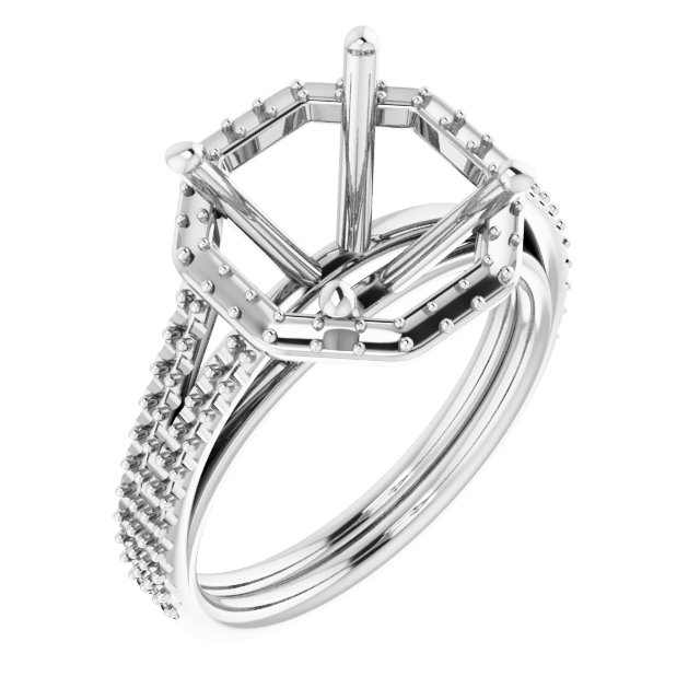 Halo-Style Double-Row Engagement Ring