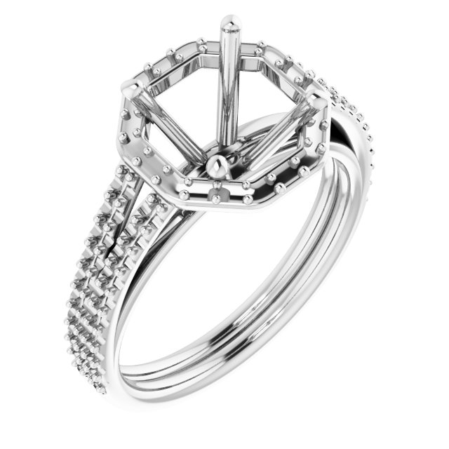 Halo-Style Double-Row Engagement Ring