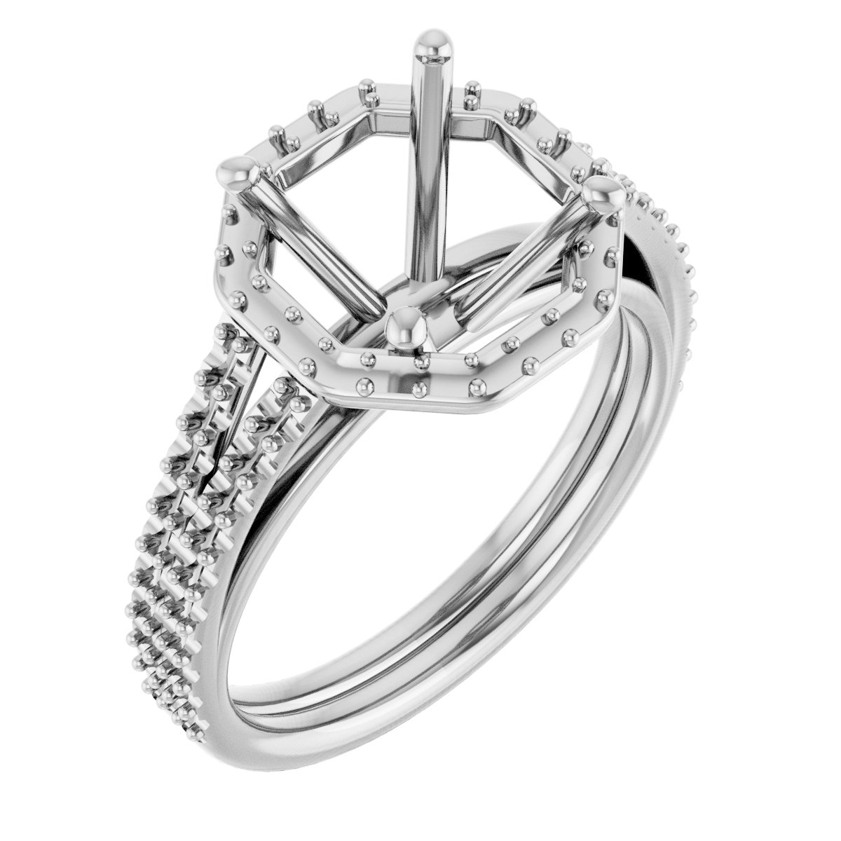 Halo-Style Double-Row Engagement Ring