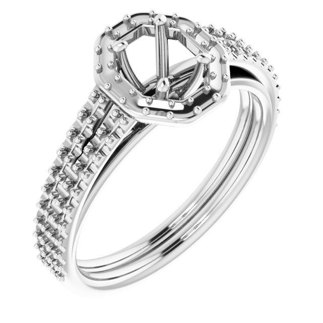 Halo-Style Double-Row Engagement Ring