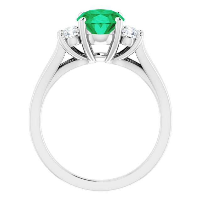 14K White Lab-Grown Emerald & 1/4 CTW Natural Diamond Ring