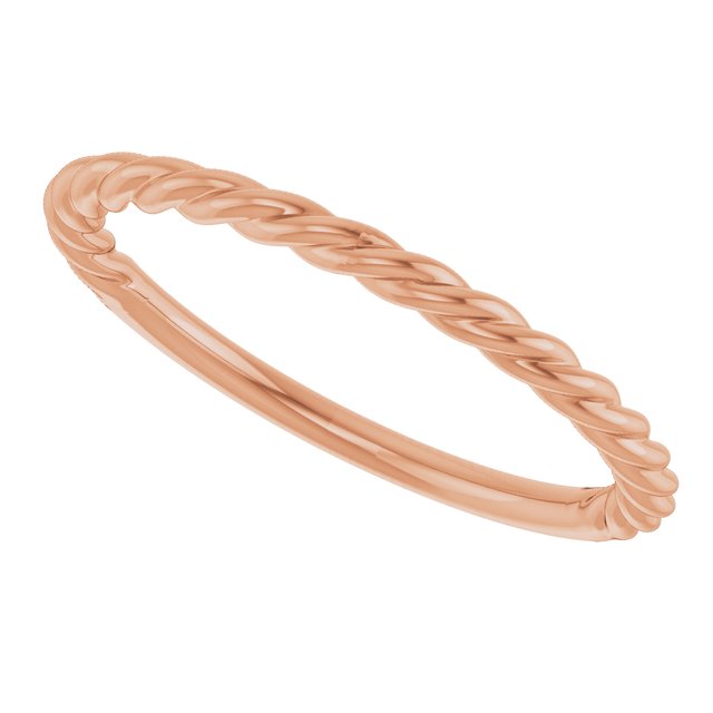 14K Rose 1.5 mm Twisted Rope Band Size 7