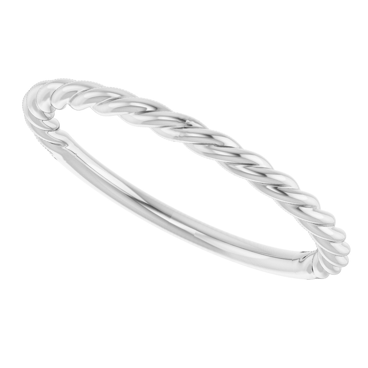 14K White 1.7 mm Rope Band Size 7