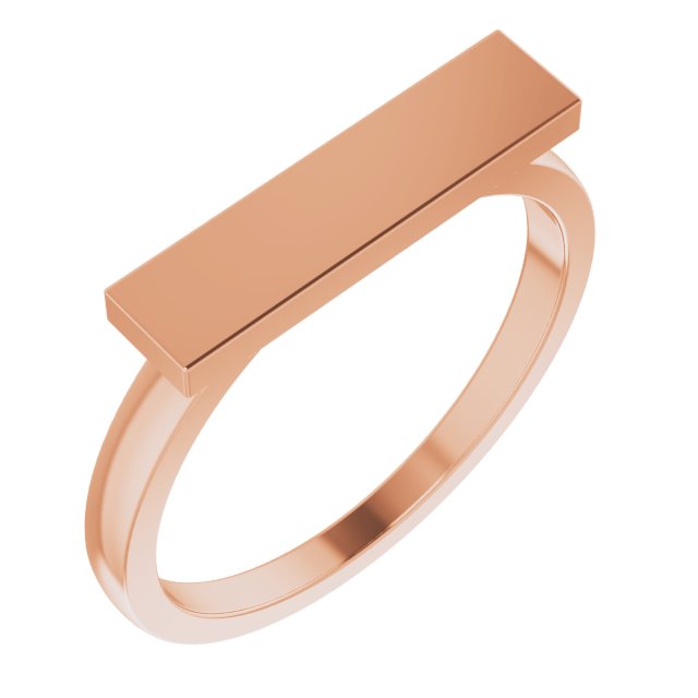 14K Rose 16x4 mm Rectangle Signet Ring