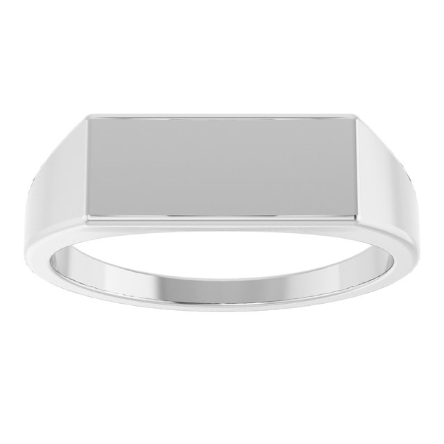 Platinum 15x7 mm Rectangle Signet Ring