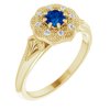 14K Yellow Blue Sapphire and .06 CTW Diamond Ring Vintage Inspired Halo Style Ring Ref 11925761