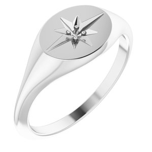 Continuum Sterling Silver 1.5 mm Round 10x8 mm Oval Starburst Signet Ring Mounting