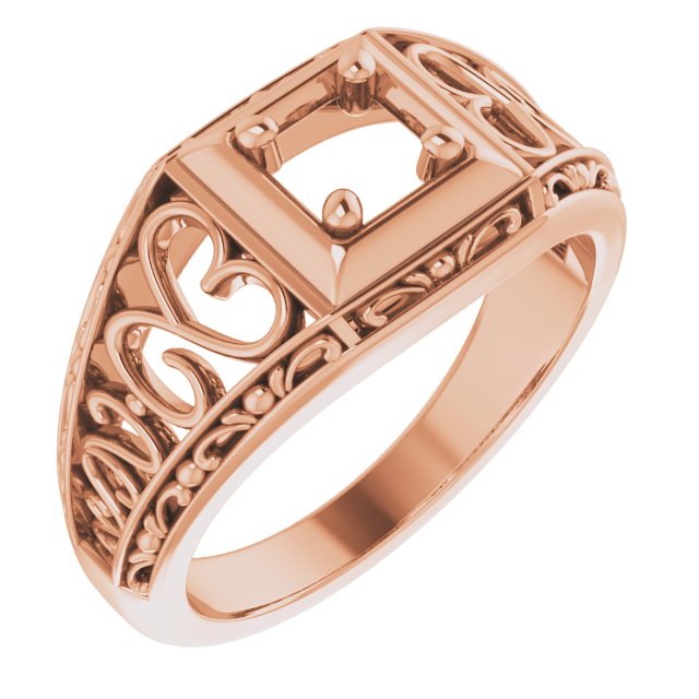 Filigree Heart Solitaire Ring