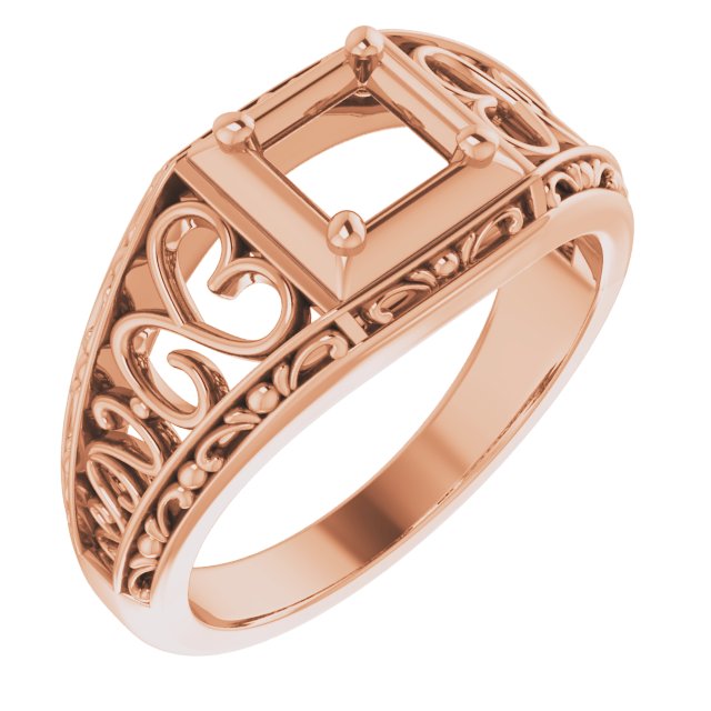 Filigree Heart Solitaire Ring