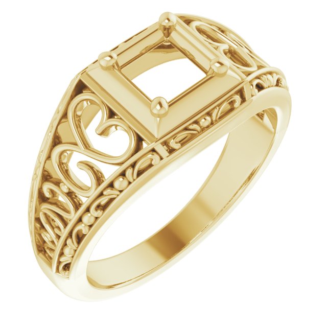Filigree Heart Solitaire Ring