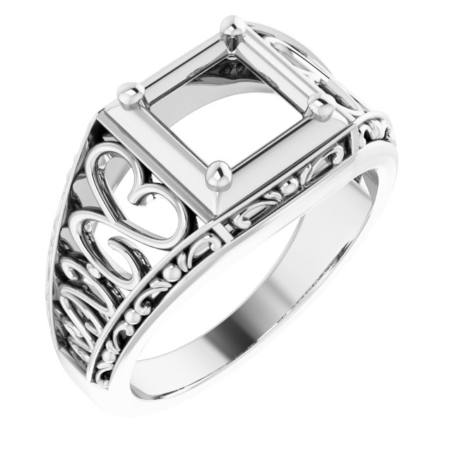 Filigree Heart Solitaire Ring