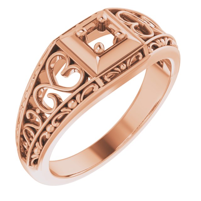 Filigree Heart Solitaire Ring