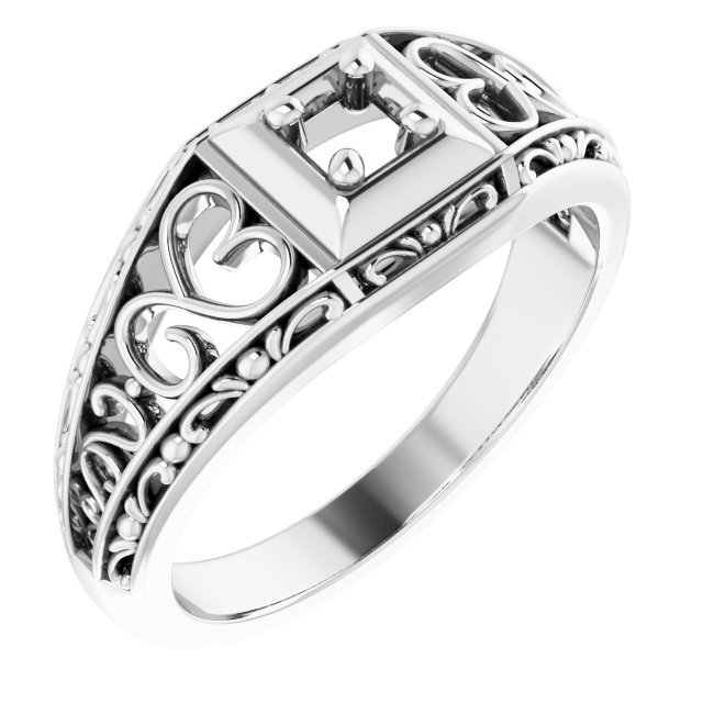 Filigree Heart Solitaire Ring