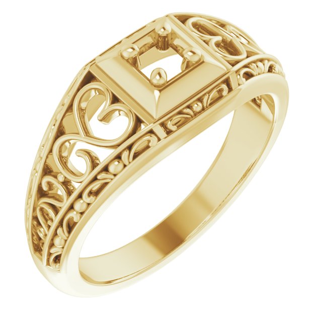 Filigree Heart Solitaire Ring