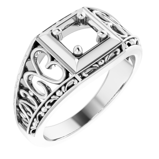 Filigree Heart Solitaire Ring