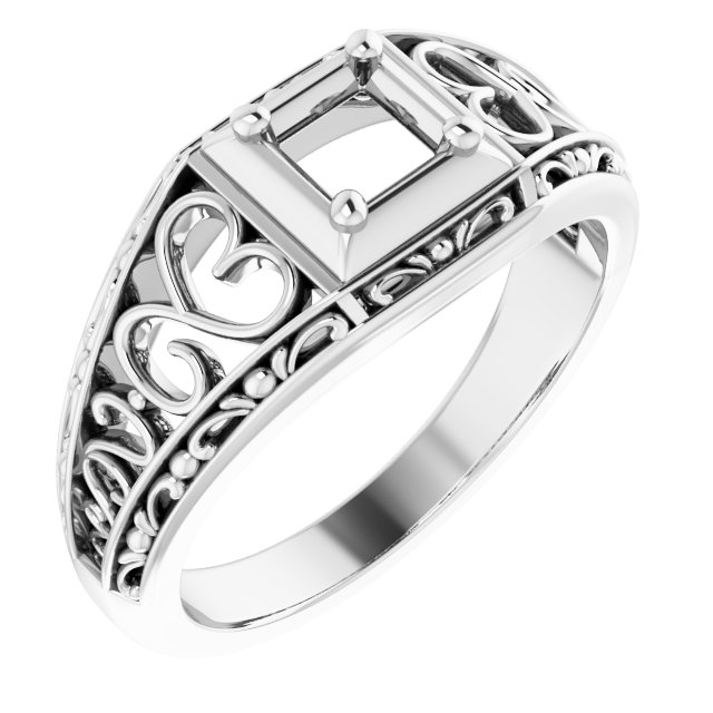 Filigree Heart Solitaire Ring