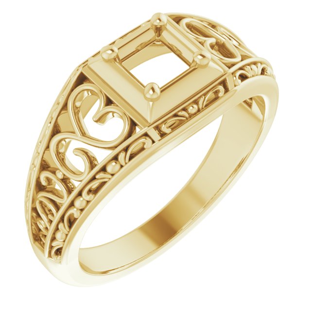 Filigree Heart Solitaire Ring