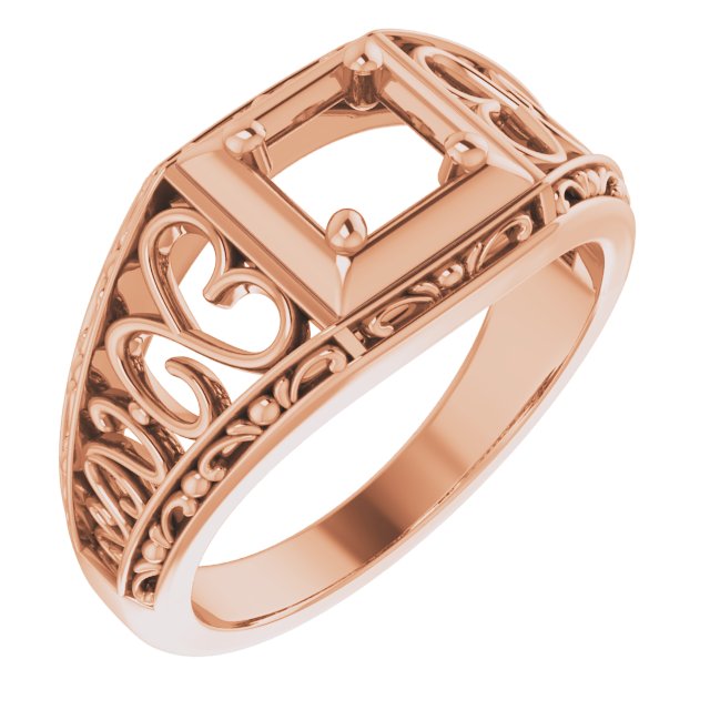 Filigree Heart Solitaire Ring