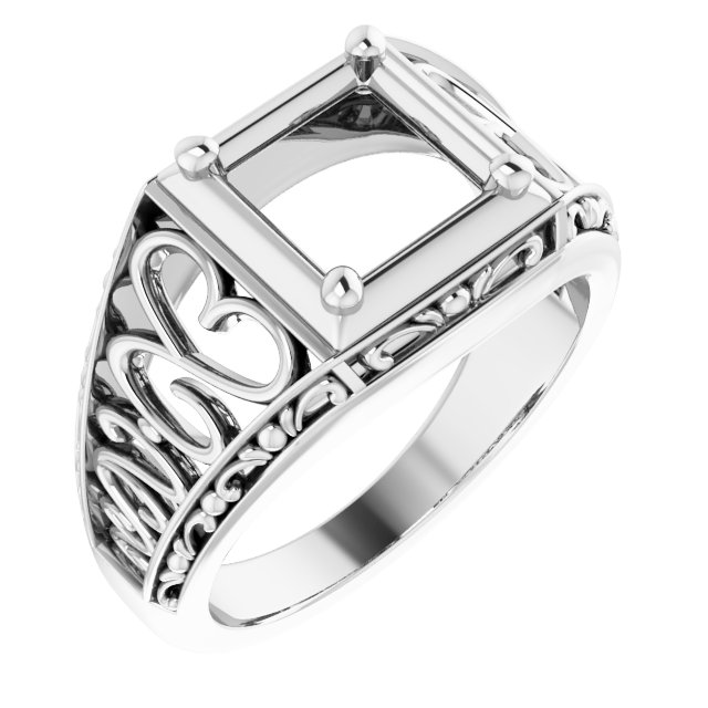 Filigree Heart Solitaire Ring