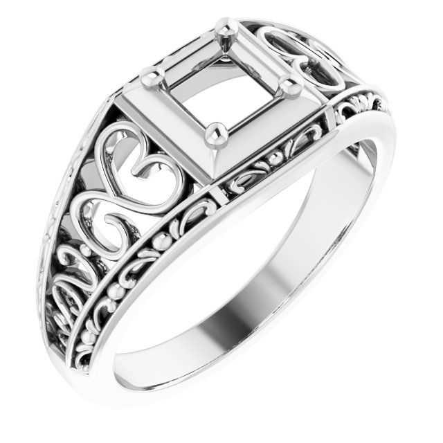 Filigree Heart Solitaire Ring